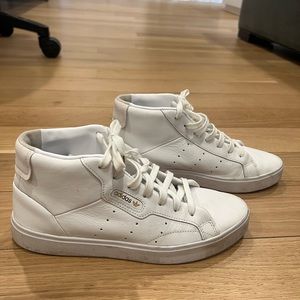 White Adidas High Top Sneakers, size 8